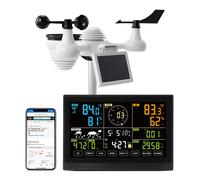 Station météo Wi-Fi 7-en-1 SucceBuy avec écran couleur de 7,5 pouces + capteur extérieur solaire sans fil, alertes de température et d'humidité