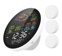 Station météo Wifi avec horloge, compteur de température et d'humidité intérieure et extérieure, grand écran couleur multifonction