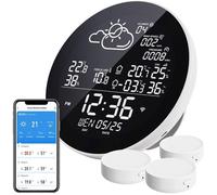Station météo WiFi - PZCC - PZCC - 3 capteurs extérieurs - Écran LCD 13 cm - Compatible TUYA/Smart Life