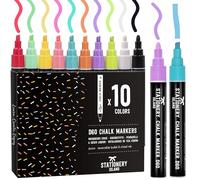 STATIONERY ISLAND Stylo Craie Pour Tableau Noir Effacable, Marqueur Craie Effacable, Feutre Craie pour le Verre Fenêtre, 6MM Lot de 10 Macarons Couleur