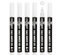 STATIONERY ISLAND Stylo Craie Pour Tableau Noir Effacable, Marqueur Craie Effacable, Feutre Craie pour le Verre Fenêtre, 3MM Lot de 4, Blanc