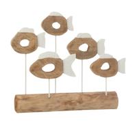 Statue 5 Poissons sur Pied en Bois Vernon 53cm Naturel