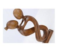 Statue abstraite couple Amour Infini h20cm en bois massif teinte marron.