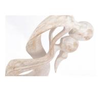 Statue abstraite couple Union Infinie h30cm en bois massif patine blanche.