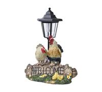 Statue Animale de Jardin Figurine Résine Lanterne Solaire Décor Extérieur Fonction Lumineuse Convient à Jardin Porche Maison, Poulet