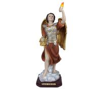 Statue Archange Uriel en Polyrésine sur Socle Décoration Religieuse, 24 cm