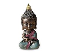 Statue Bébé Boudha - Décoration Zen et Feng Shui - pour Créer Une Ambiance Relaxante et Spirituelle - Idée Cadeau Boudha Porte-Bonheur - Hauteur : 14cm - Couleur : Vert et Marron - Zen’Light