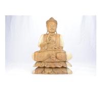 Statue - Bouddha - Assis sur lotus - Bois massif - 40 cm - Style ethnique