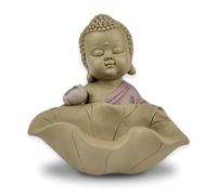 Statue Bouddha Bébé Prieur Devant Lotus - atmosphère Zen dans Votre Espace sacré - Magnifique Figurine Porte-Bonheur- idée Cadeaux Toute génération -H 10.5 cm - Zen’Light