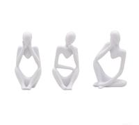 Statue Bouddha Penseur Résine Décoration pour zen Feng Shui pour sculpture Abstraite Salon Bureau 18cm(White)
