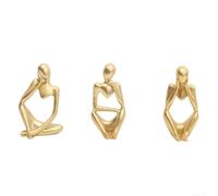 Statue Bouddha Penseur Résine Décoration pour zen Feng Shui pour sculpture Abstraite Salon Bureau 18cm(Gold)
