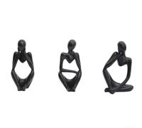 Statue Bouddha Penseur Résine Décoration pour zen Feng Shui pour sculpture Abstraite Salon Bureau 18cm(Black)