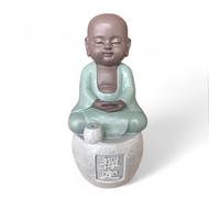 Statue Bouddha Porte - Encens Dhyana - Création Authentique - Ambiance Zen et harmonieuse - Magnifique Figurine Porte-Bonheur Calligraphie - Idée Cadeaux Toute génération - H14cm-Zen’Light
