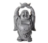 Statue Bouddha Rieur - Statuette Décoration Zen et Feng Shui - Apporte Une Ambiance Apaisée et Relaxante à Votre Intérieur - Statue Porte-Bonheur Couleur Grise - Hauteur: 12cm - Zen’Light
