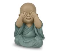 Statue Bouddha Vue en Position Mythique - Ne Rien Voir - Bébé Bouddha Symbolique Reconnu -Ambiance Paisible et Sereine - Décoration Zen - Idée Cadeau Toute Génération -H 10,5 cm - Zen’Light