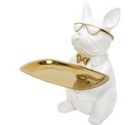 Home deco factory Sculpture décorative HD1322 Bulldog blanc céramique - Vide-poche 21 cm