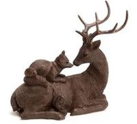 Statue : Cerf assis et ses amis - - Marron - Résine