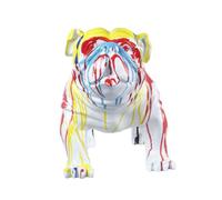 Statue chien avec coulures peintures multicolores H38 cm - BULLDOG 03 Meubletmoi