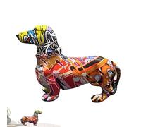 Statue colorée de teckel, statue de chien graffiti | Figurine colorée de chien teckel - Sculpture animale moderne en résine de teckel, Statue d'art Graffiti créative colorée, ornements de décoration p