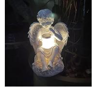 Statue d’ange fée solaire en résine, ornement commémoratif pour jardin et cimetière
