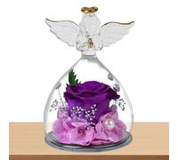 Statue d'ange en cristal - Décoration de fleur éternelle de 12 cm, sculpture de rose en verre élégant, ornement de fête des mères | Collection éternelle pour Noël, la Saint-Valentin, la fête des mères