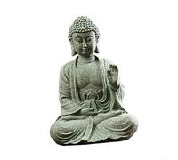 Statue de Bouddha antique en grès pour décoration d'intérieur zen, figurine de thé chinois complexe avec présence méditative, ornement robuste pour bureau ou espace de méditation pour un spirituel