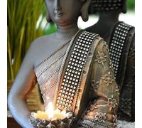 Statue de Bouddha avec porte-bougie à chauffe-plat, 31 cm