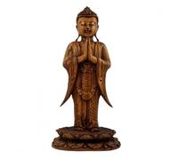 Statue de Bouddha Debout 40cm Bois massif Teinté sculpté Main Mudra Anjali Marron / Chocolat