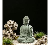 Statue de Bouddha en grès vert fabriquée à la main avec un look antique pour décoration zen salon zone de méditation (petite)