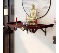 Statue de Bouddha murale en bois, table d'offrande de sanctuaire, table d'autel de méditation, adaptée pour la pratique spirituelle, sanctuaire Guanyin, avec plaque de traction rétractable