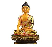 Statue de Bouddha Plaqué Or coloré tibétain Tranic Trois précieux Statue de Bouddha Shakyamuni Figurine mettant, décoration Shakyamuni
