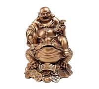 Statue de Bouddha Rieur Assis sur Une Grenouille d'argent pour Décoration de Table, Bronzes