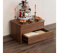 Statue de Bouddha - Table d'autel chinois en bois pour la méditation avec étagère pagode - Idéal pour les espaces spirituels et la décoration de la maison