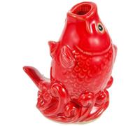 Statue de Carpe en Céramique Rouge pour Décoration de Jardin Extérieur | Cracheur D’eau pour Bassin, Effet Réaliste aux Couleurs Intenses, Décor Annuel, Usage Jardin et Étang