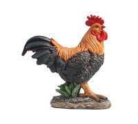 Statue de coq décorative en résine, sculpture d'animal pour cour, jardin, terrasse, cour, figurine de ferme, poule, tournesol, campagne, amateurs de cabane, 26,4 x 22,1 cm (rouge, 14,5 x 14 x 6 cm)