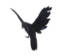 Statue de corbeau noir réaliste - Oiseau artificiel à plumes noires de 20 cm pour décoration de jardin, Halloween et décoration de Noël (noir)