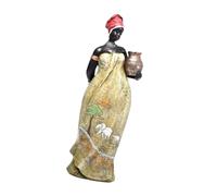 Statue de Dame africaine faite à la main, art tribu en résine, décoration de bureau à domicile moderne, accent d'étagère, statues africaines et sculptures pour la décoration de la maison