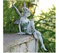 Statue de fée assise - OKZ® - Ornement de jardin - Résine haute qualité - 18x5x15 cm - Décoration de cour
