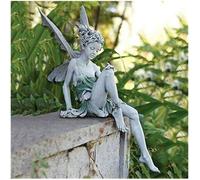 Statue de fée Assise,Ornement de Jardin en résine Artisanat aménagement paysager décoration /Cadeau d'anniversaire