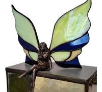 Statue de fée aux ailes colorées FONGWAN Figurine Décoration de jardin-Vert Vert G