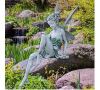 Statue de fée PRUMYA - Ornement de jardin en résine - Blanc