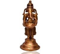 Statue de Ganesha en résine, avec lampe à diya, dimensions 9x6x14 cm, poids 470 g