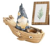 Statue De Gnome D'extérieur - Sculpture Naine En Résine De 9 Cm, Figurine De Jardin Décorative, Style Peint À La Main, , Résistant Aux Intempéries | Pelouse Patio Balcon Cour Étagère Affichage