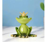 Statue de grenouille décorative en résine avec couronne, figurine d'art vivant (8,5 x 5 x 8 cm, grenouille décorative en pierre