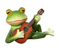 Statue de grenouille en forme de guitare | Étagère de table pour pot de fleurs, décoration animale en résine avec personnage d'angle pour maison, entrée, jardin