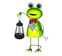 Statue de grenouille solaire avec lampe de jardin à LED, lampe coupe-vent