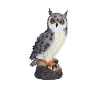 Statue de Hibou Décorative en Résine, Gris, Sculpture d'Animal pour Décoration Intérieure et Extérieure, Ornement de Jardin et Pelouse