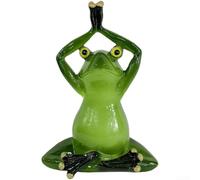 Statue de jardin amphibien en résine, grenouille verte pour sculpture en position de méditation pour extérieur, pelouse, terrasse et table intérieure, décoration d'intérieur (grenouille assise)