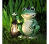 Statue de Jardin en Forme de Grenouille Solaire,Figurine Grenouille Résine Étanche avec Lanterne à LED à énergie Solaire,Grenouille Statue Jardin Exterieur avec Sourire pour Terrasse Cour Pelouse