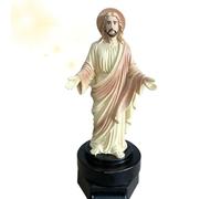 Statue de jardin Jésus lumineuse à énergie solaire, douce et chaude, base | Statue de Jésus Sacré Catholique, Jésus-Christ Lampe Solaire de Jardin Lampe LED Étanche pour Jardin Patio Pelouse